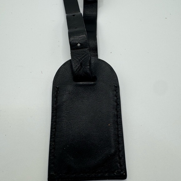 Authentic Louis Vuitton Black Leather Luggage Tag Small - Picture 5 of 9